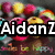 A colorful pixelated image with a rainbow, donuts, and text reading 'AidanZ' and 'Just be happy' in various colors.