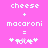 Pixelated text on pink background shows 'cheese + macaroni = #toilet#', with the middle character of '#toilet#' changing from 'o' to 'i'.