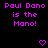 Pixelated text and heart symbols repeat across a black background with one gray corner, forming a -like pattern