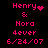 Pixelated pink text on black background shows 'Henry & Nora 4ever 6/24/07' with animated heart and star symbols replacing static text elements.