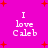 Pixelated text 'I love Caleb' on bright pink background with red starbursts, four identical instances arranged in a pattern