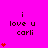 A bright pink background displays repeated text "i love u carli" with red heart symbols in varying quantities across six