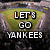 Pixelated image of a baseball stadium with text overlays celebrating the Yankees' 26 World Series championships and the last season of the house Ruth built.