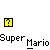 Pixel art of Super Mario characters with varying poses, props, and background elements including yellow blocks, brown crates, and red flowers
