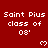 Red background displays repeated white text "Saint Pius class of 08'" with small heart symbols beneath each phrase, partially cropped at bottom right.