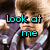 Four- of a person with light brown hair in purple clothing, each displaying different colored text overlays