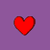 Six red heart shapes on a purple background, varying in orientation and size across frames.