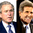 A 48x48 pixel animated contact sheet showing two frames of a political icon featuring George W. Bush, with green text reading "Original Icons .com" on the right side.