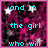 A static image with a pink and black starry background and cyan text reading "and in the girl who will that happened yesterday".