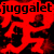 Red and black pixelated image with text elements 'juggalet', '4', and 'life!' on a red background.