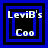 Four blue and black square frames with 'LeviB's Coo' text, each showing different nested square patterns.