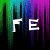 Pixelated text animation on a vertical gradient background with green, blue, purple, and black stripes.