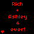 Red pixel text on black background displays "Rich + Ashley 4 ever!" with varying heart counts across three , transitioning from one to three hearts per over time