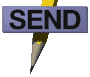 pencil-and-sign icons with 'SEND' and 'EMAIL' text, showing animation states where signs rotate into view from the top or bottom against a gray background