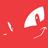 Red background with white pixelated arrow pointing up-right, small exclamation mark on left, and curved line below right.