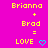 Yellow text on bright pink background shows 'Brianna + Brod = LOVE' with a cyan heart symbol, two identical versions side-by-side.