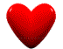 Red heart-shaped icon with glossy surface, shown in multiple views including front, side, and angled perspectives against gray background.