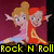 Animated pixel art of a cartoon girl with blonde hair in a bun, red top, and blue pants against a maroon background.