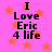Pink background with orange stars and black text reading "I Love Eric 4 life" in four identical