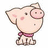 Pixelated pig character with pink cheeks and a pink collar on white background, next to text reading "MOO !!!!!" and "I'm A PIG !!!!!" on pink and gray backgrounds.