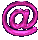 A series of pink @ symbols in various 3D orientations with a glossy metallic texture, displayed on a gray background.