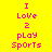 Yellow background with pink text reading "I Love 2 play Sports" arranged in three , where the middle 's '2' is highlighted by a green rectangular block that shifts position across frames