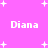 Pixelated text "Diana" appears four times on a bright pink background with scattered white star shapes.