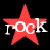 Red star-shaped icon with white text "ROCK" overlaid on a black background, rendered in pixelated style.