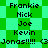 Pixelated green and cyan diamond-patterned background with repeated names and text in black pixel font.