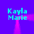 Cyan text 'Kayla Marie' appears four times on a purple background with pink light beams shifting between top and bottom positions.
