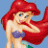 A pixelated contact sheet showing two frames of an animated Disney Princess icon featuring Ariel from The Little Mermaid on the left and a pink 'Disney Princess' logo on the right.