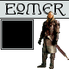 Animated sequence of a character in medieval armor holding a sword, cycling through multiple facial expressions and head angles against a light gray background with repeated text.