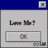 A pixelated interface with a blue header bar, gray body background, and visible text reading 'Lorn W?' above an input field containing a small icon.
