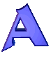 A 5x5 contact sheet of a blue 3D letter A animation sequence showing progressive disassembly from full form to fragmented pieces across multiple frames.