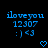Blue pixelated text and symbols on black background with two identical heart icons below.