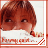 A person with light brown hair partially covers their face with a white cloth, displaying two text variations: 'be vewy quiet...' and 'i'm hunting bromides' in red font.