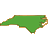 Green pixelated shape resembling North Carolina state outline with brown border on gray background.