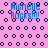 Pixelated pink background with black circular patterns and blue text reading "Michelle Rocks!!!" in four distinct positions.