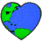 Six heart-shaped Earth globes in blue and green, each showing different continental configurations against a gray background.