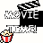 Pixelated icon with 'MOVIE TIME!' text, clapperboard symbol, and popcorn bucket in two color variations.