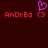 Pixelated red text 'AnDrEa' with pink heart symbol above, repeated twice on dark background.