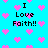 Pixelated cyan background with pink heart shapes and repeated black text "I Love Faith!!" in a pattern