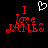 Red pixelated text "I Love JAMES" on black background with white heart symbol above left, two identical static frames side-by-side.