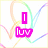 Pixelated text and symbols on a white background with pastel rainbow lines; pink 'I luv' and green 'Alyssa Alexis Karlie' text blocks, blue 'Kelsey Emily Mac!' text blocks.