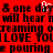 Red background with black pixelated text repeating phrases like 'one day' and 'I LOVE YOU', featuring a white pixelated heart symbol.