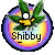 Circular icon with gradient background showing a cartoon character with green leaves on its head and the text 'Shibby' below it.