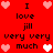 Red background with black text reading "I love jill very very much" repeated in two , surrounded by pink and white pixelated hearts