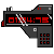 Pixelated digital countdown timer icon with red numerals on black background, gray and black device casing, and red square buttons.