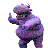 Animated sequence of a purple cartoon character in various poses against white background.