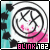 Pixelated circular icon with black outline, pink and cyan background dots, and 'BLINK 182' text at bottom.